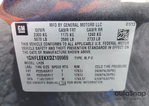 2013 Chevrolet Equinox Lt z USA, uszkodzony, nr VIN 1GNFLEEKXDZ109969